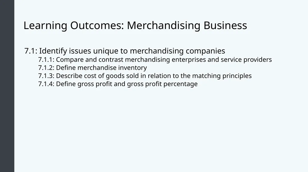 Financial Accounting Module 7: Merchandising - slide 4 of 27