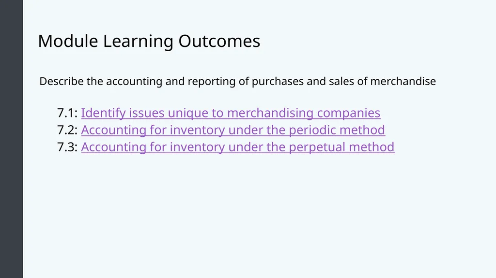 Financial Accounting Module 7: Merchandising - slide 2 of 27