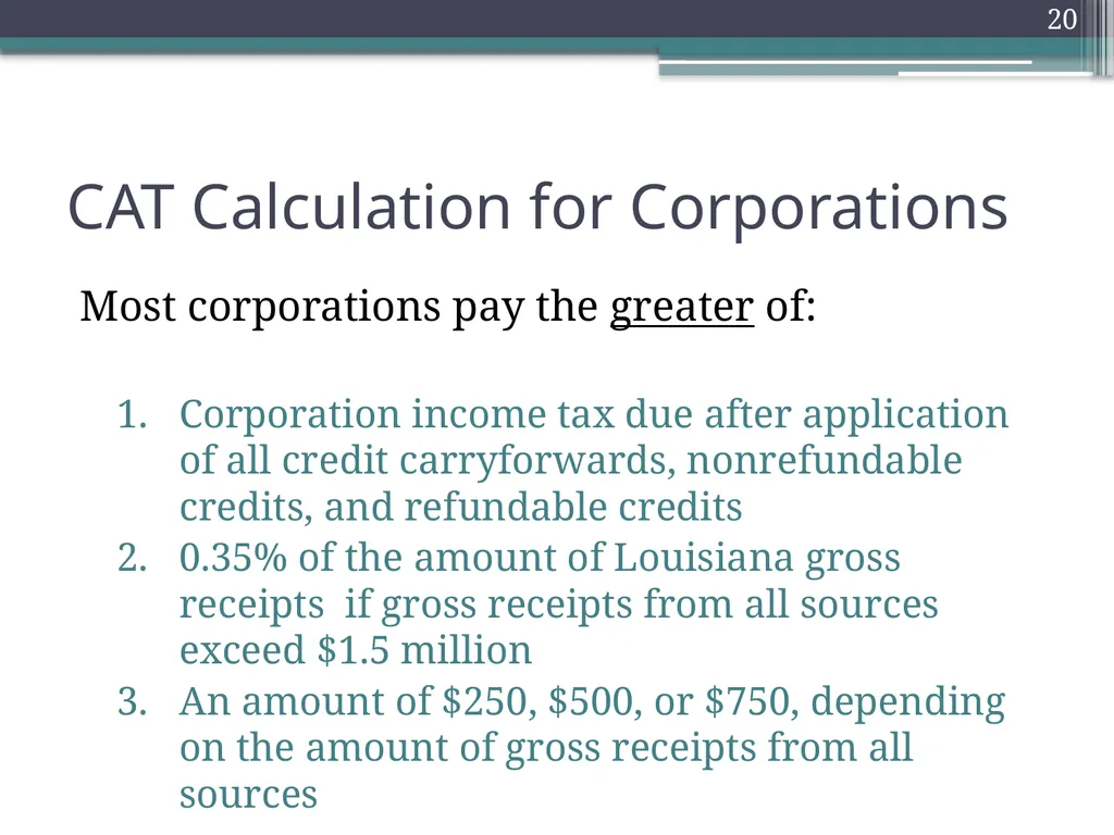 Gross Receipts Taxes Louisiana Tax Institute - slide 20 of 27