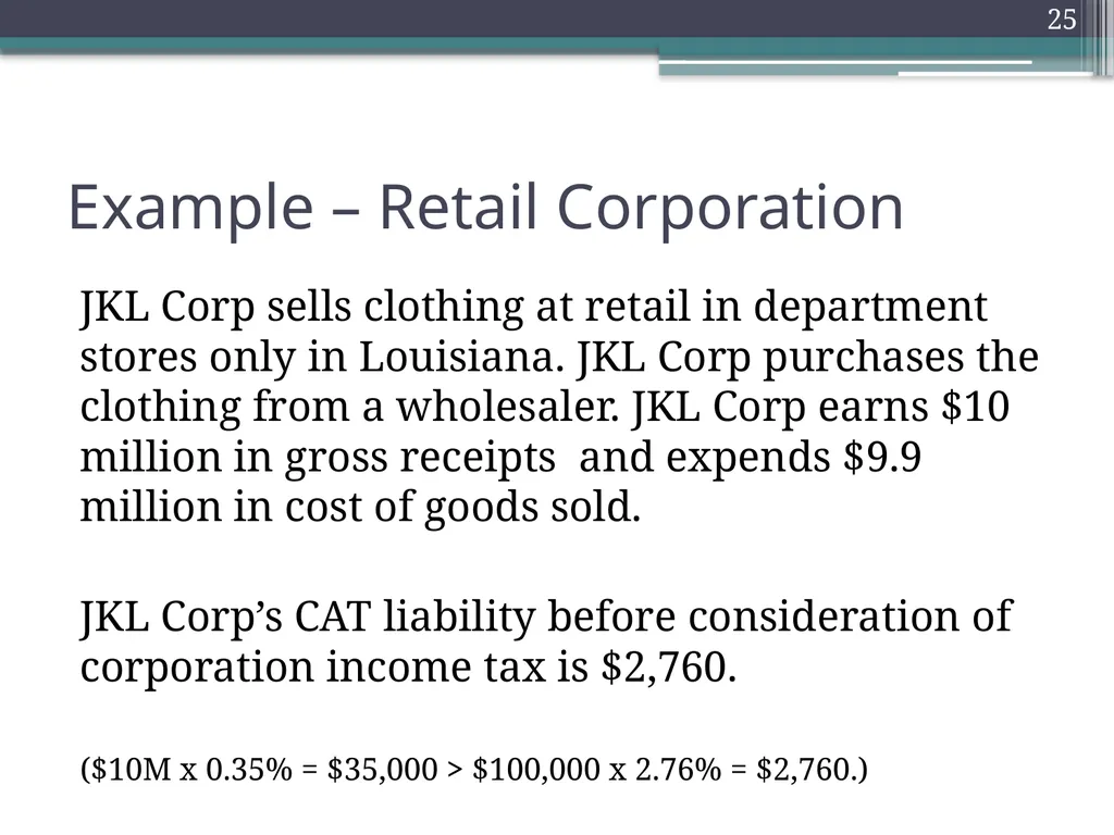Gross Receipts Taxes Louisiana Tax Institute - slide 25 of 27