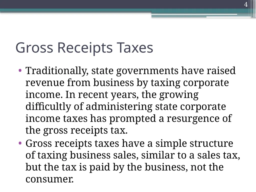 Gross Receipts Taxes Louisiana Tax Institute - slide 4 of 27