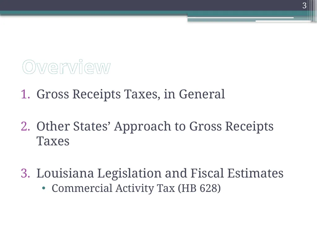 Gross Receipts Taxes Louisiana Tax Institute - slide 3 of 27