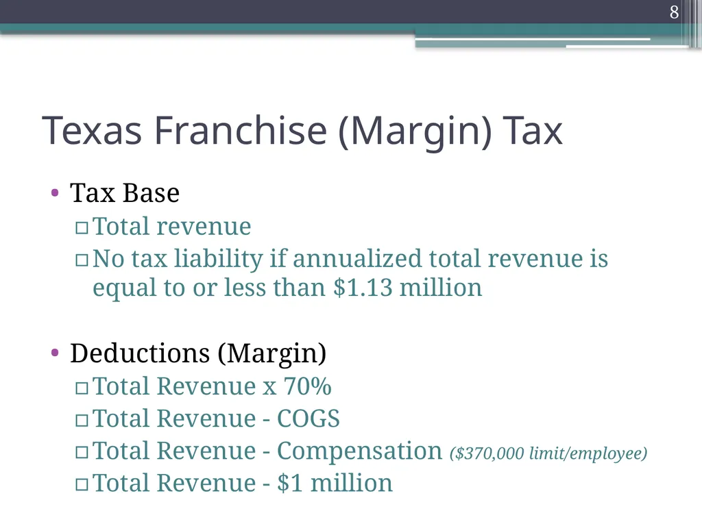 Gross Receipts Taxes Louisiana Tax Institute - slide 8 of 27