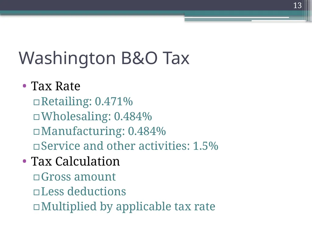 Gross Receipts Taxes Louisiana Tax Institute - slide 13 of 27