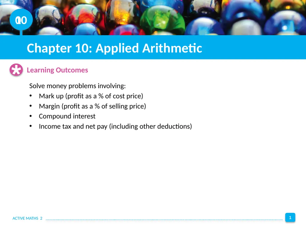 10 Chapter 10: Applied Arithmetic Solve money - slide 1 of 12