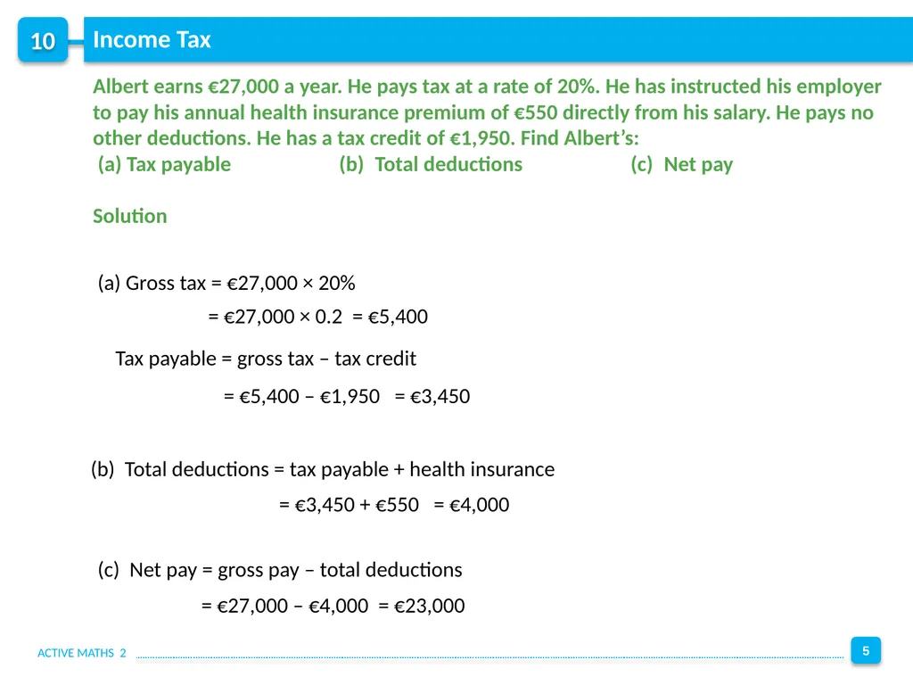 10 Chapter 10: Applied Arithmetic Solve money - slide 5 of 12
