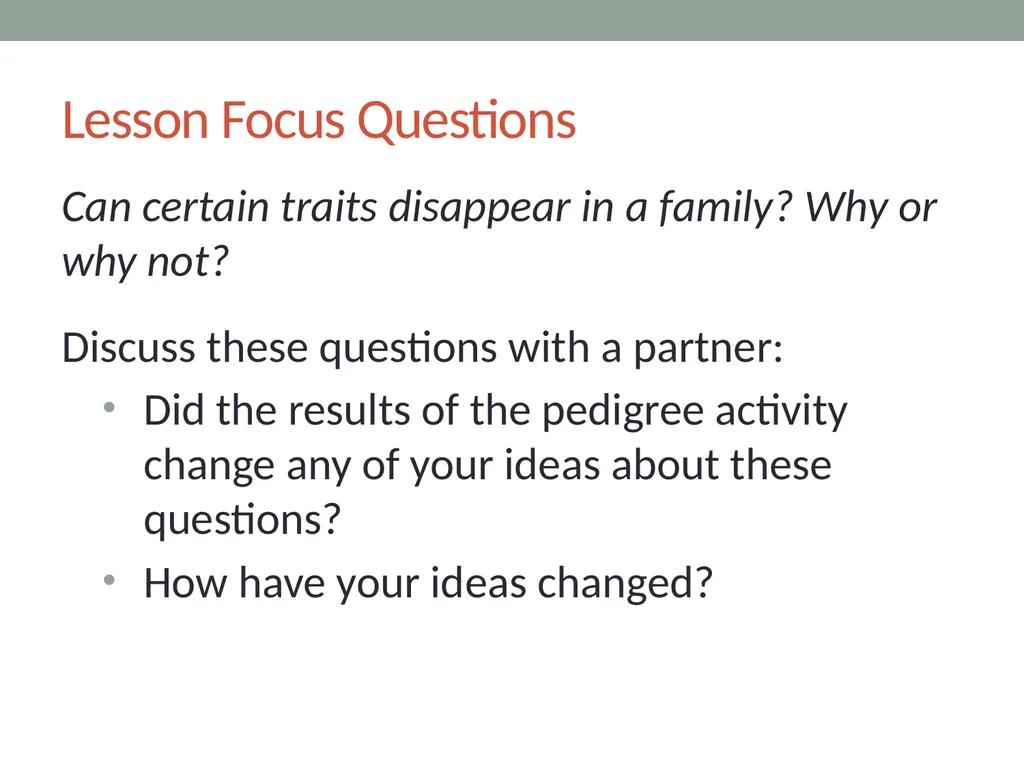 GENETICS Lesson 2a Can Certain Traits Disappear in - slide 12 of 15