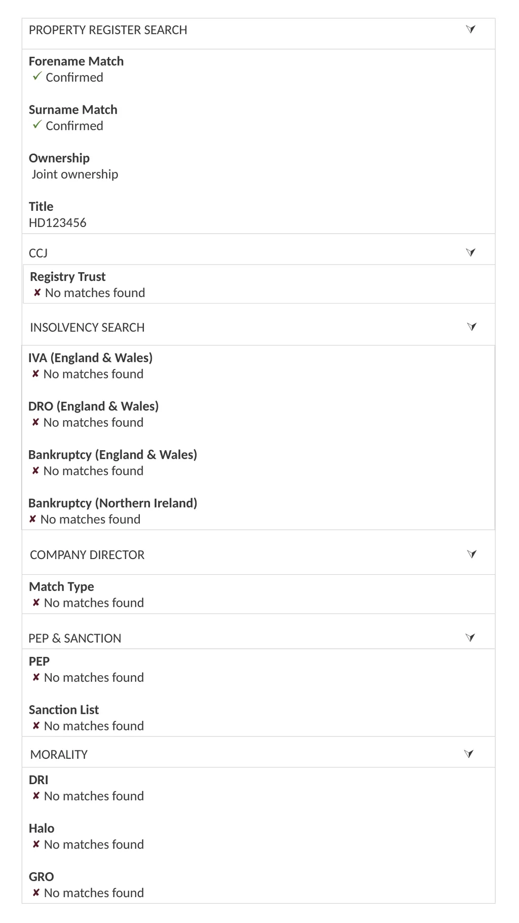 AML checks and ID checks Search complete. Results - slide 3 of 5