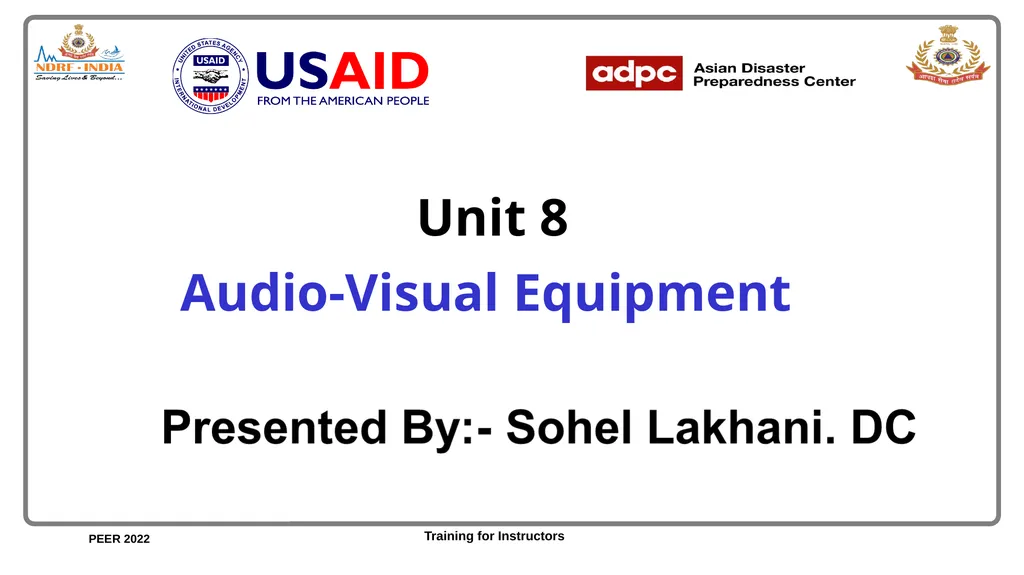 Unit 8 Audio-Visual Equipment Unit 8 Objectives - slide 1 of 30