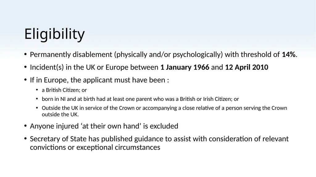 Troubles Permanent Disablement Payment (TPDP) - slide 3 of 12