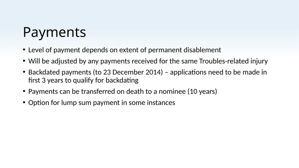Troubles Permanent Disablement Payment (TPDP) - slide 6 of 12