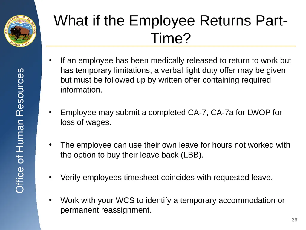 Workers’ Compensation Supervisory Training U.S. - slide 36 of 38