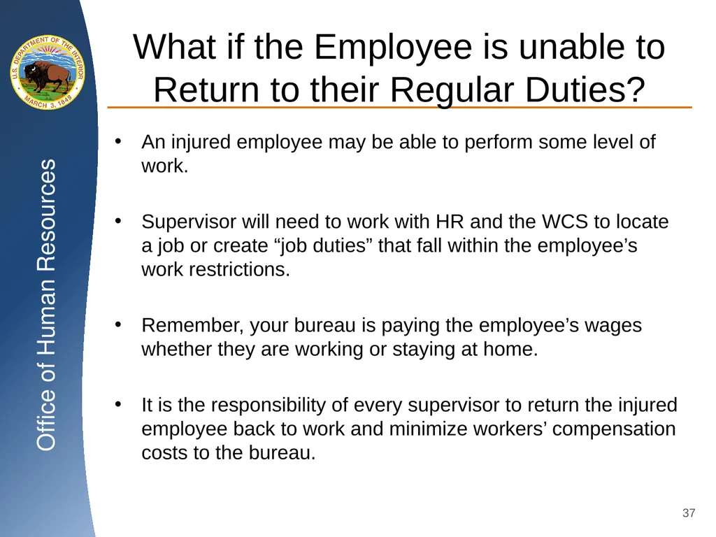 Workers’ Compensation Supervisory Training U.S. - slide 37 of 38
