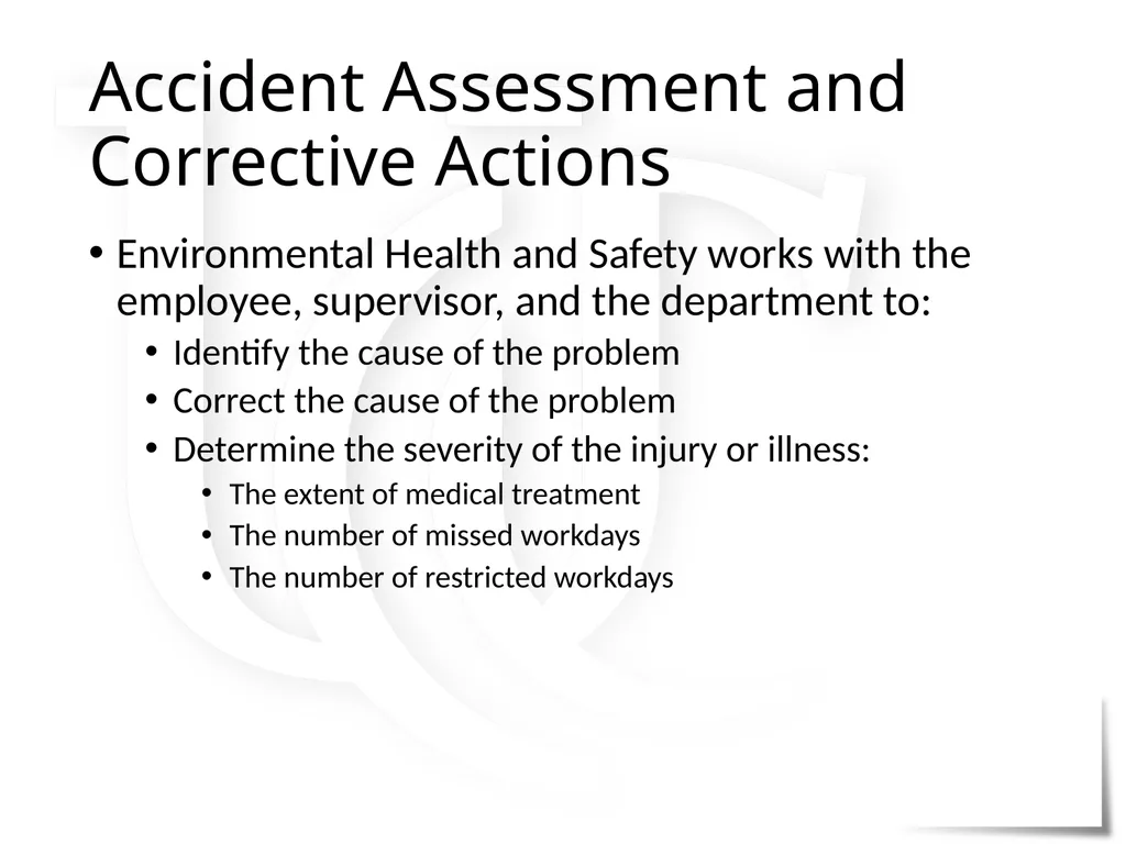 Work-related Injuries and Illnesses Policy - slide 8 of 14