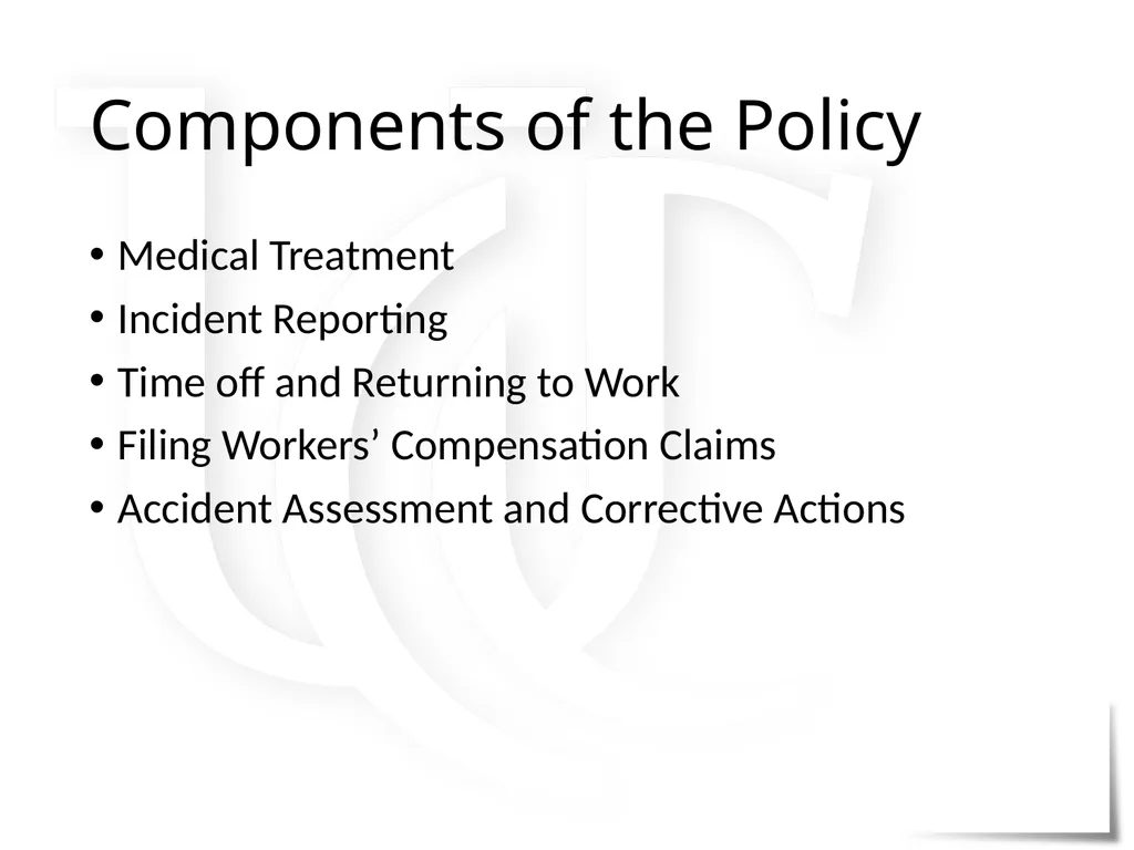 Work-related Injuries and Illnesses Policy - slide 2 of 14