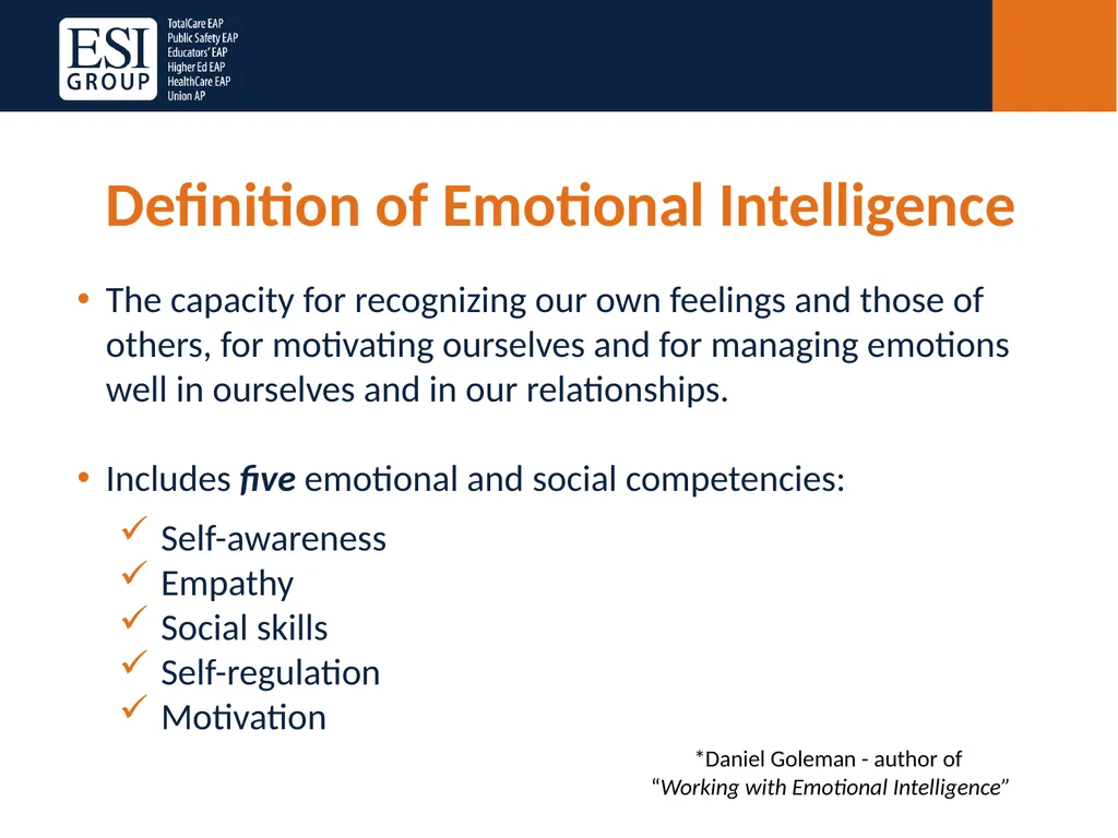 Emotional Intelligence in the Workplace Presenter: - slide 6 of 33