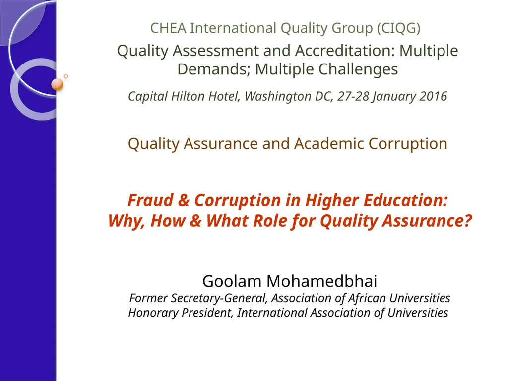 CHEA International Quality Group (CIQG) Quality - slide 1 of 14