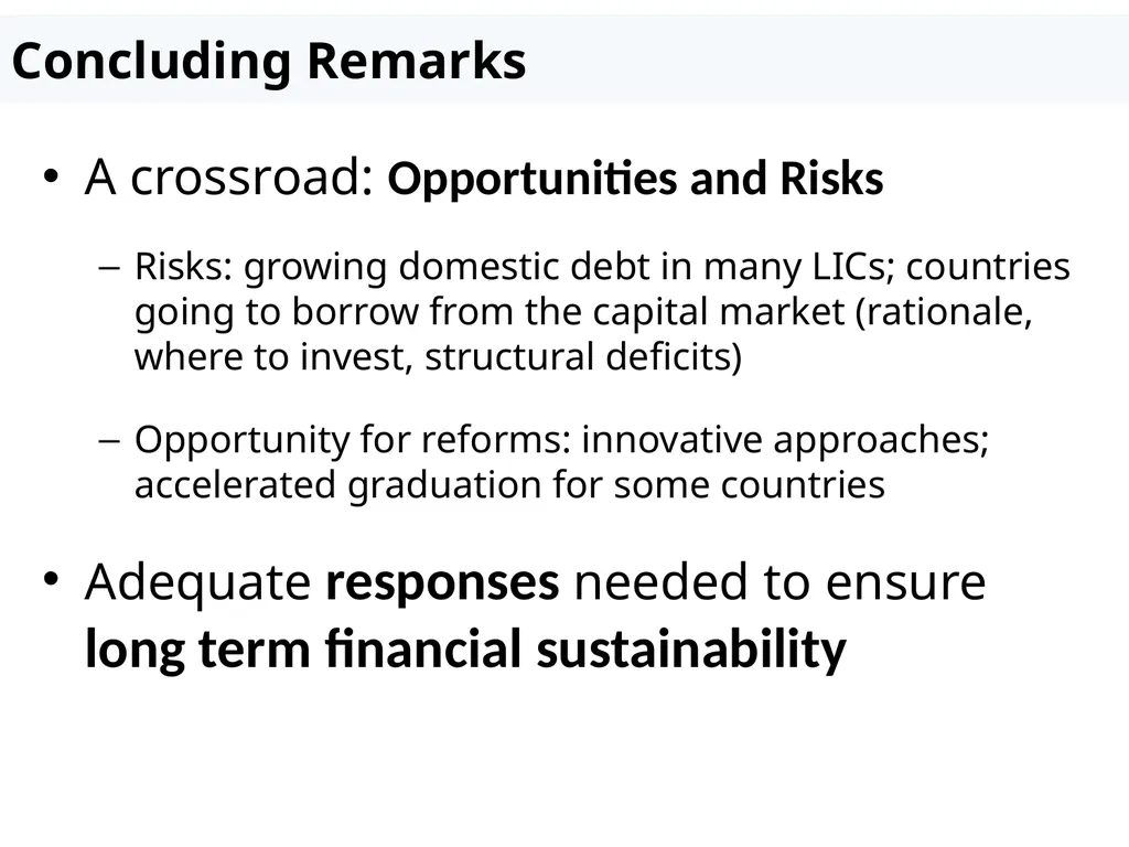 Recent changes in the debt sustainability - slide 18 of 18