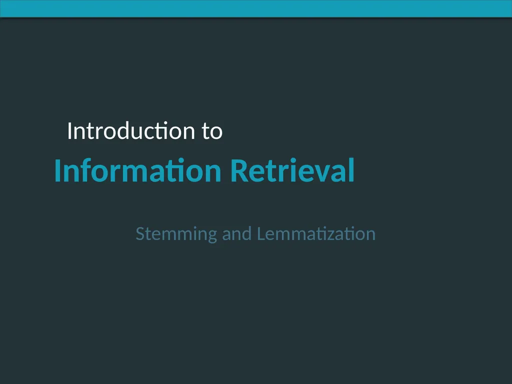 Stemming and Lemmatization Lemmatization Reduce - slide 1 of 9