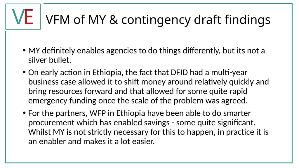 Draft findings VFM of MY Valid Evaluations LS & - slide 4 of 8