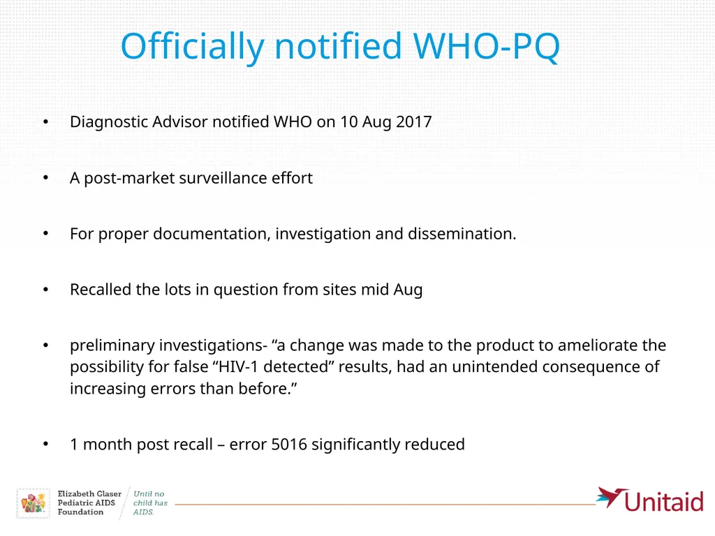 Optimizing Early Infant HIV Diagnosis through the - slide 14 of 16