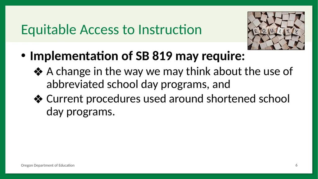 SB 819: Abbreviated School Day Program Placement - slide 6 of 32