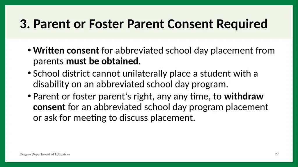 SB 819: Abbreviated School Day Program Placement - slide 27 of 32