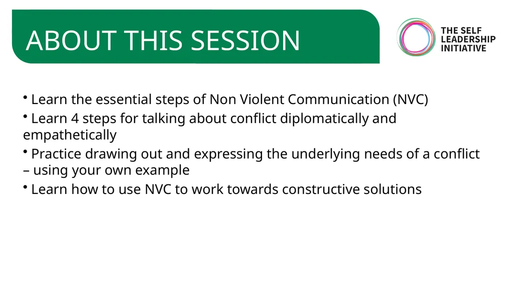 CONFLICT RESOLUTION: USING NON-VIOLENT - slide 2 of 22