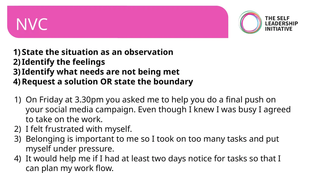 CONFLICT RESOLUTION: USING NON-VIOLENT - slide 18 of 22