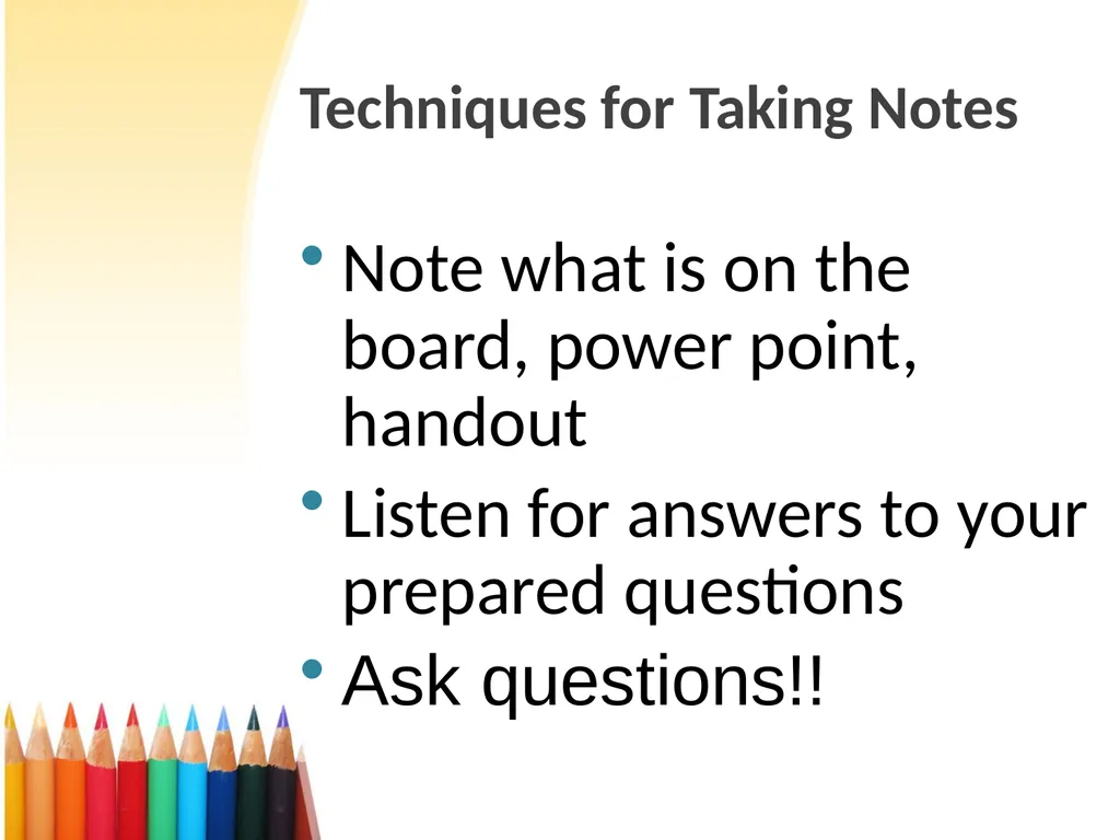 Note Taking Skills University Advising Services - slide 11 of 27