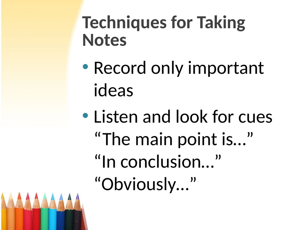 Note Taking Skills University Advising Services - slide 8 of 27