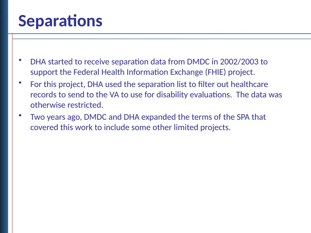 Deployment and Separation Data Objectives - slide 12 of 18