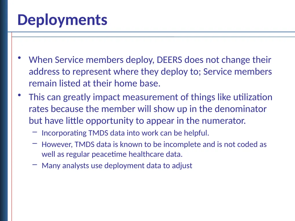 Deployment and Separation Data Objectives - slide 8 of 18