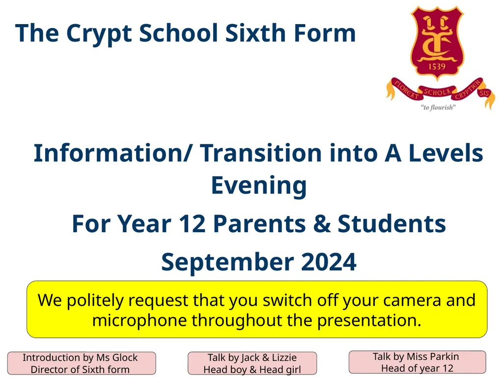 The Crypt School Sixth Form Information/ - slide 1 of 33