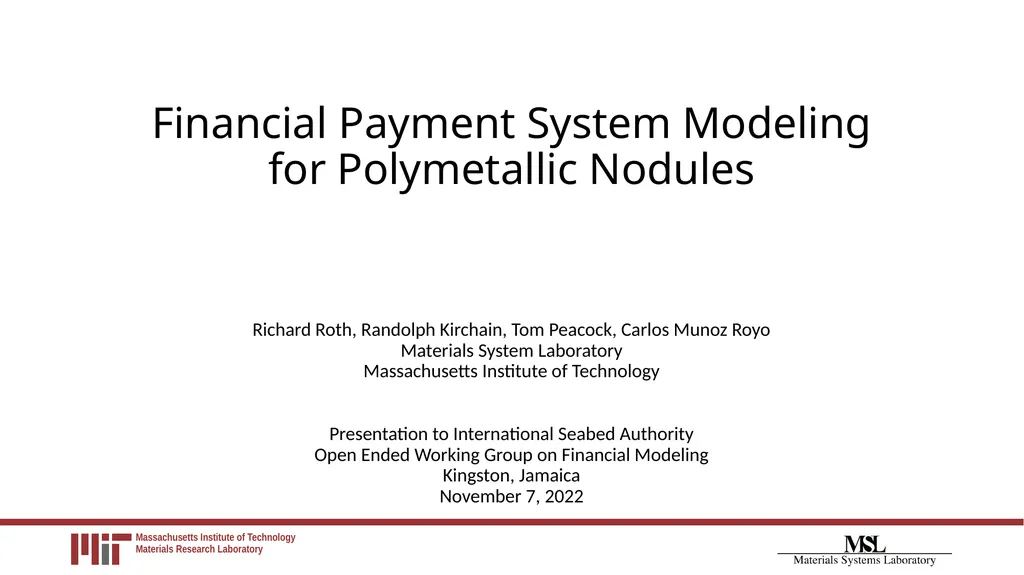 Financial Payment System Modeling for Polymetallic - slide 1 of 40