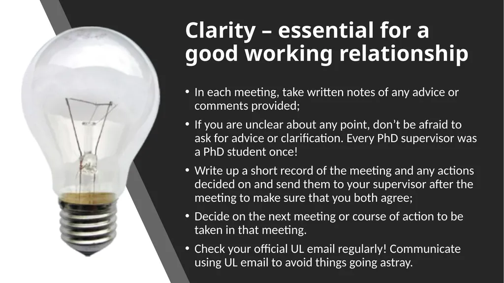 Building a relationship with your supervisor Niamh - slide 4 of 8
