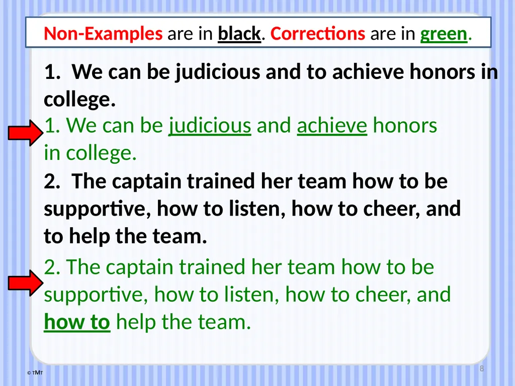 1 Parallel Structure Examples and Non-Examples - slide 8 of 11