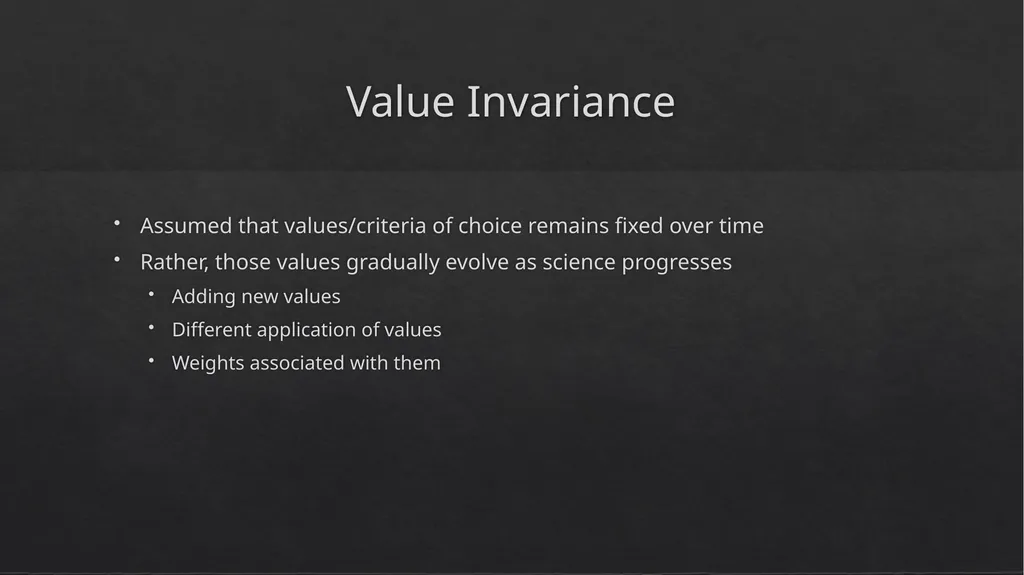 Objectivity, Value Judgement, and Theory Choice by - slide 17 of 19