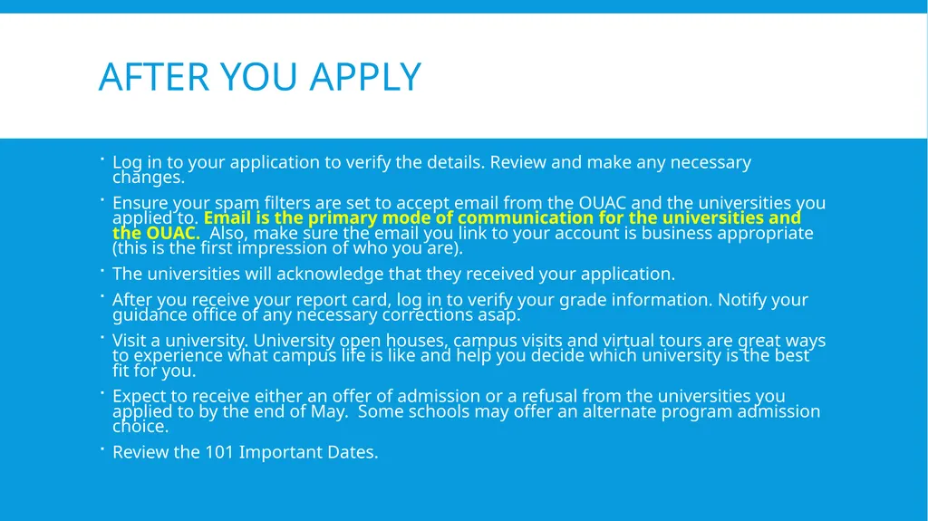 Gr. 12 University Applications OUAC: Ontario - slide 12 of 15