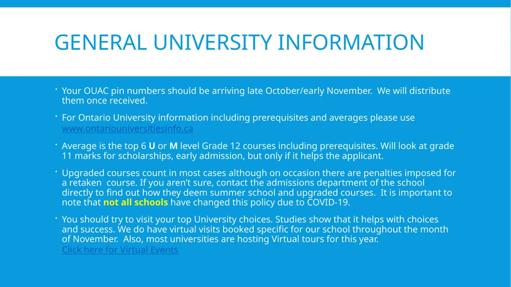 Gr. 12 University Applications OUAC: Ontario - slide 2 of 15