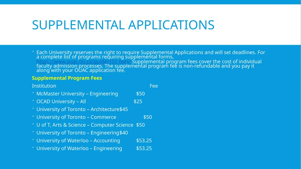 Gr. 12 University Applications OUAC: Ontario - slide 4 of 15