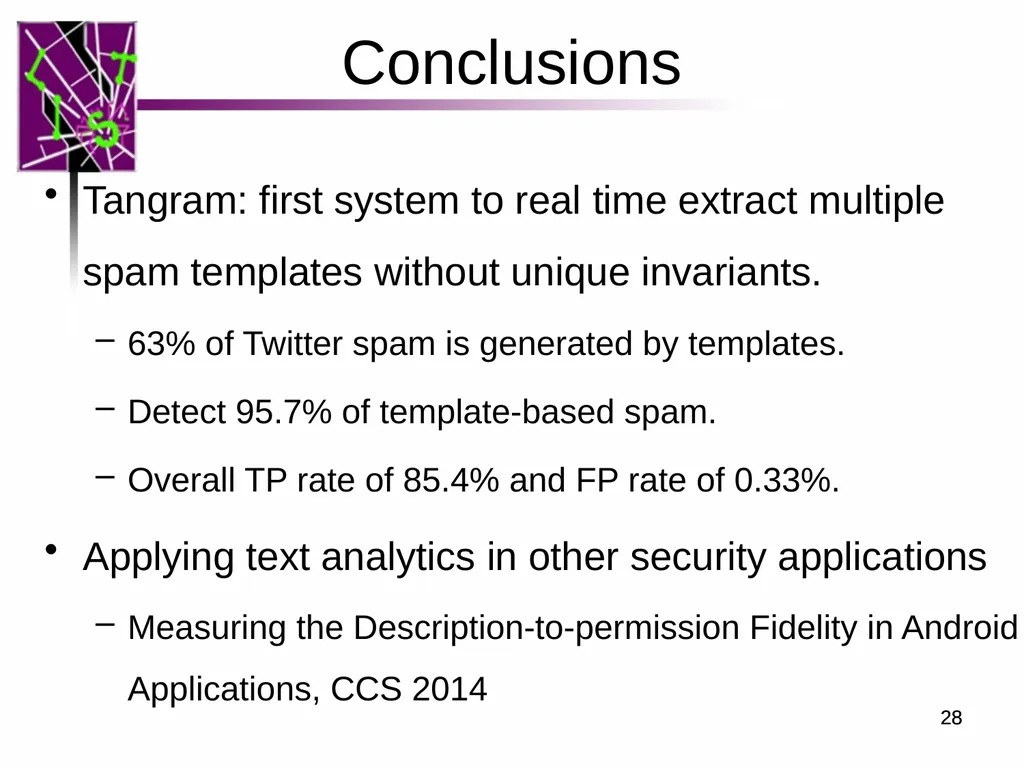 Spam ain’t as Diverse as It Seems: Throttling OSN - slide 28 of 31