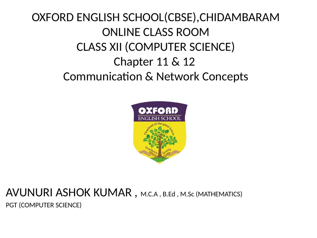 OXFORD ENGLISH SCHOOL(CBSE),CHIDAMBARAM ONLINE - slide 1 of 141