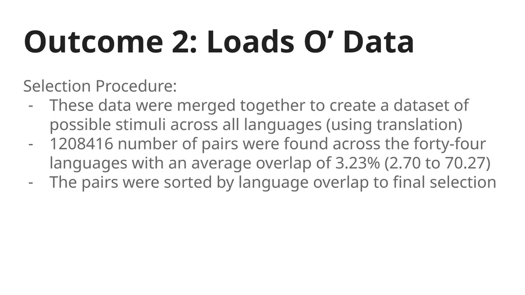 SPAM-L Semantic Priming Across Many - Languages - slide 25 of 45