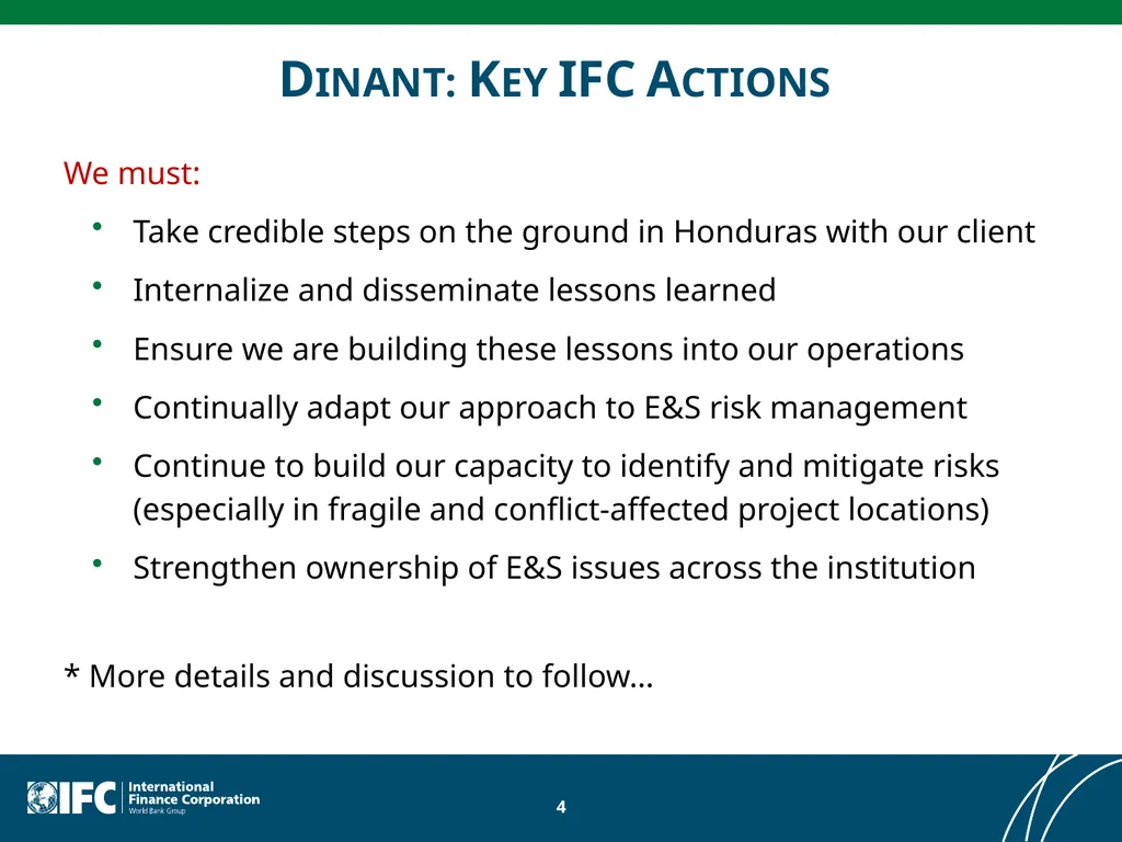 IFC’s Environmental and Social Lessons Learned - slide 4 of 21