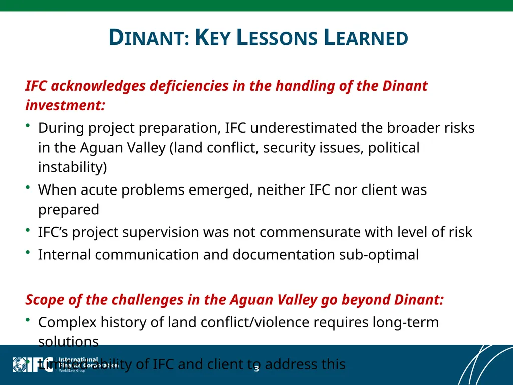 IFC’s Environmental and Social Lessons Learned - slide 3 of 21