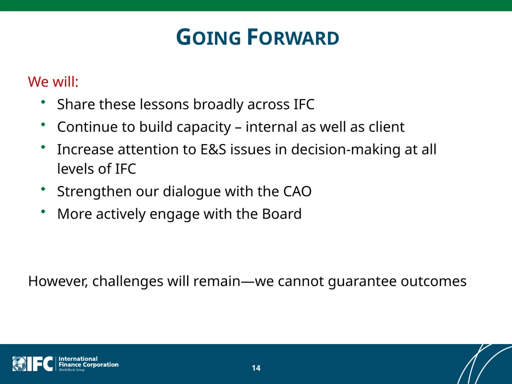 IFC’s Environmental and Social Lessons Learned - slide 14 of 21