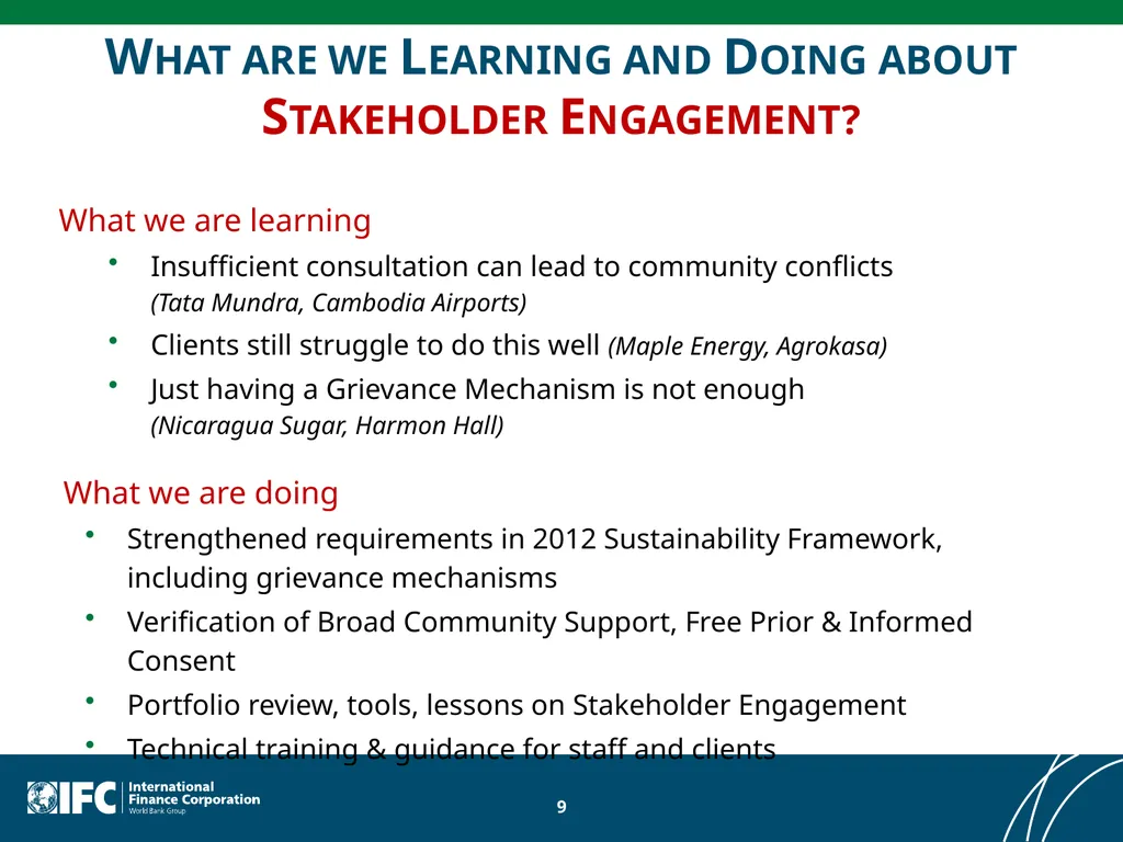 IFC’s Environmental and Social Lessons Learned - slide 9 of 21