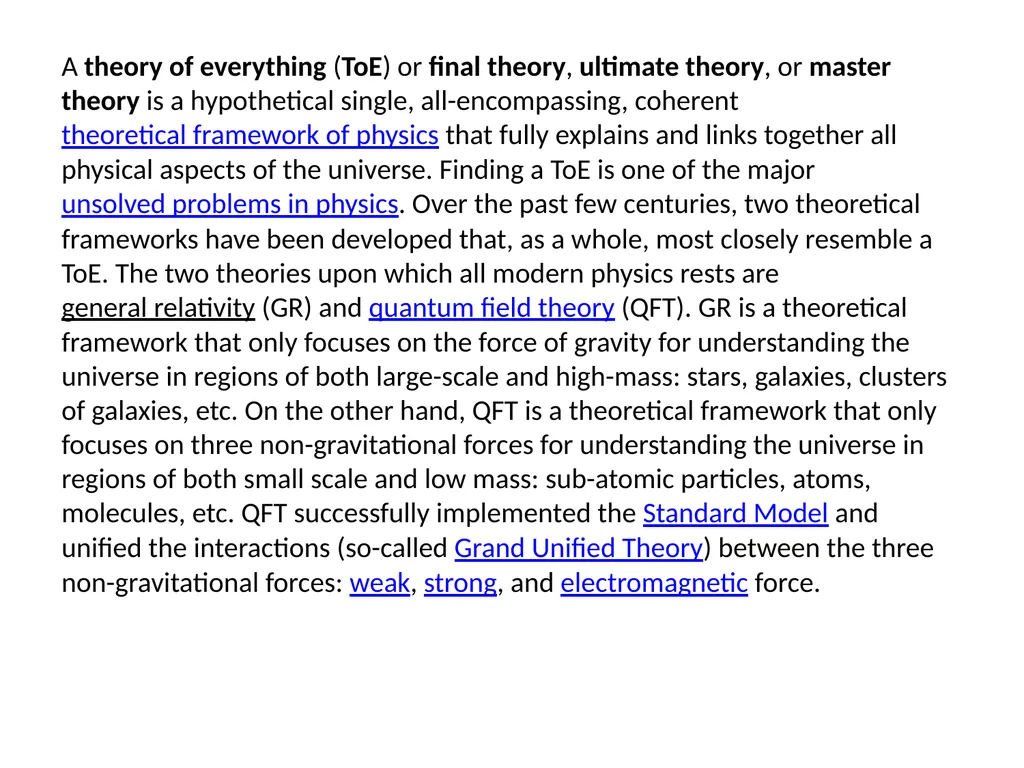 Theory of everything A theory of everything (ToE) - slide 3 of 6