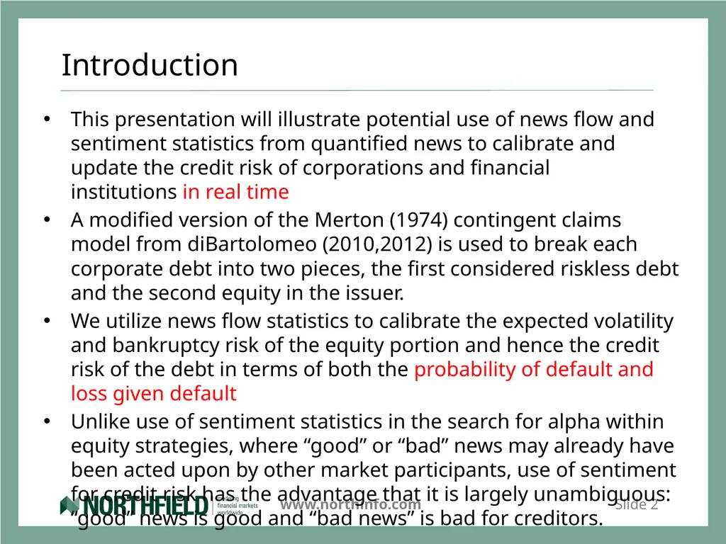 Credit and Counterparty Risk Systems That Read Dan - slide 2 of 33